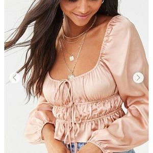 Forever 21 - Shirred Satin Crop Top